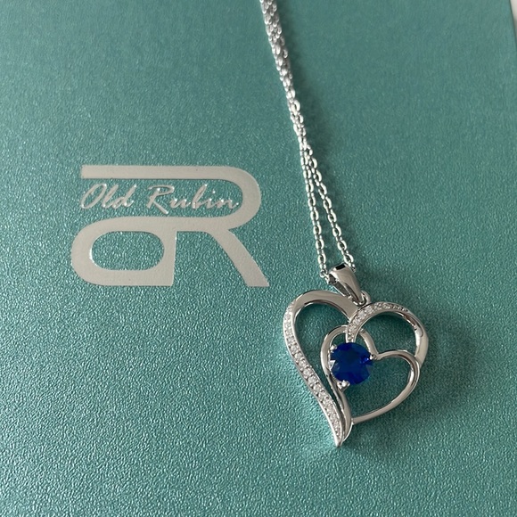 OR Old Rubin 925 Silver Heart Necklace with Gemstone Birthstone - Picture 5 of 11